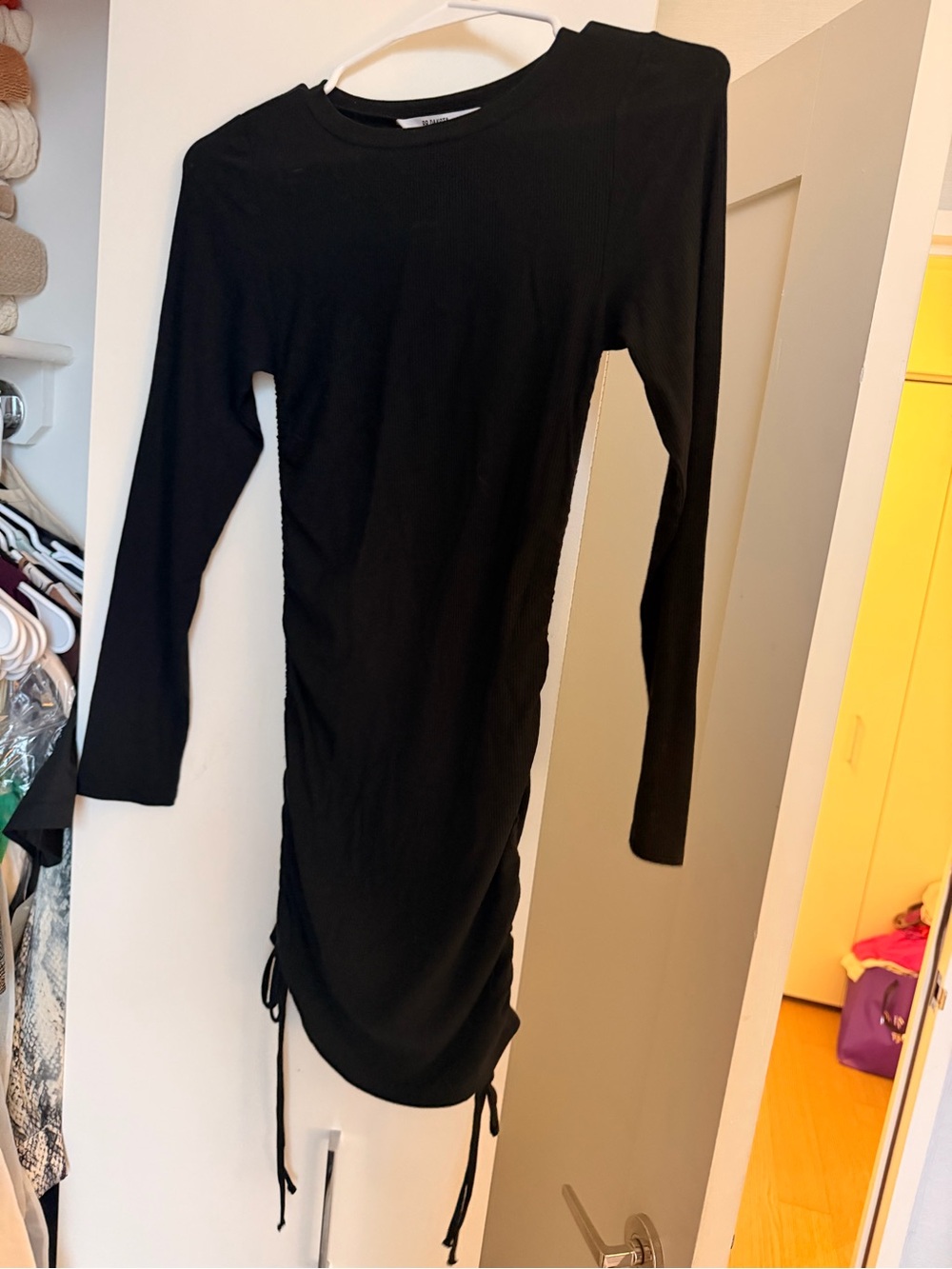 BB Dakota Steve Madden Black Long-Sleeve Ruched Side Tunic Dress